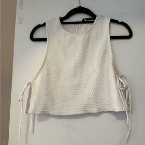 White Textured Sleeveless Top